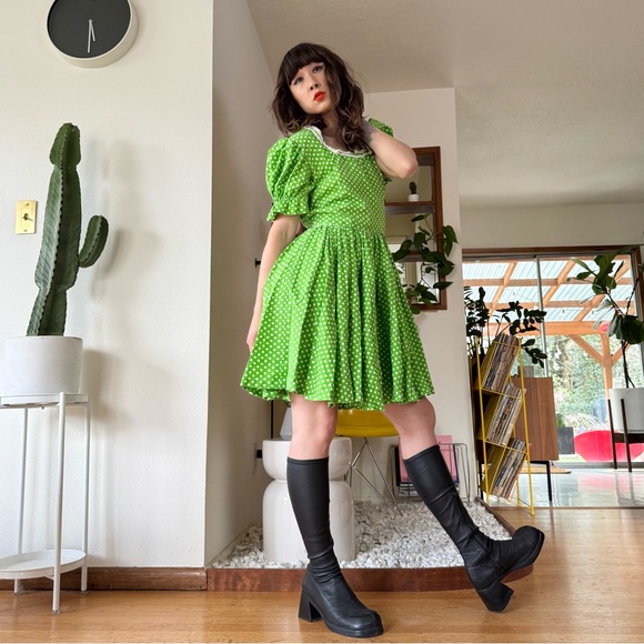 Vintage Polka Dot Baby Doll Dress - Picture 2 of 7